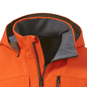 Light Weight Orange <b>Brown</b> Combination Softshell Jacket Custom Logo Zipper Stand Collar Hooded Hunting Waterproof Windproof High - Product Image 6