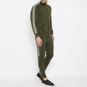 Haute qualité vierge 500 Gsm 100% coton polaire lourd survêtement rayures latérales fermeture éclair sweats à capuche et pantalons de survêtement ensemble pour hommes - Product Image 3