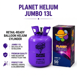 Cilindro de Helio Desechable de Acero de 13L para Inflar Globos |   Baja Presión |   Llena 50 Globos |   Hecho en Europa |   Venta al por Mayor OEM - Product Image 2