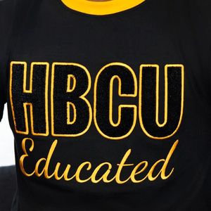 HBCU istruito alfa oro nero ciniglia ricamata T-Shirt di cotone Premium T-Shirt per gli uomini Custom College abbigliamento fornitore all'ingrosso - Product Image 2