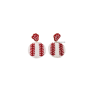 Boucles d'oreilles pendantes/à clip/à clous personnalisées en perles de rocaille sans nickel pour équipe de baseball, accessoire sportif pour femme - Product Image 2