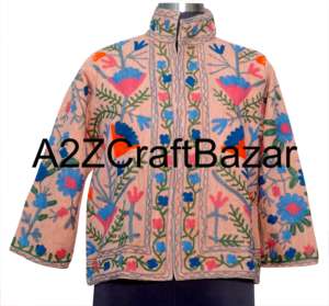 เสื้อแจ็คเก็ตบอมเบอร์สไตล์ชาติพันธุ์สำหรับผู้หญิง ยี่ห้อซูซานี ทำด้วยมือ ถักทอ ระบายอากาศได้ดี เป็นมิตรกับสิ่งแวดล้อม ผ้าฝ้ายปักลาย แห้งเร็ว เหมาะสำหรับฤดูหนาว ดีไซน์หรูหรา - Product Image 1