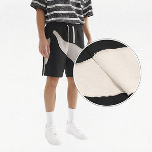 Pantalones cortos de lavado ácido para hombre, ropa informal de algodón con diamantes de imitación de Color negro, pantalones cortos de lavado ácido con apliques - Product Image 3