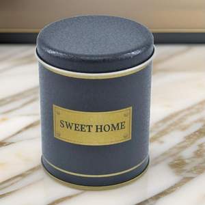 Boîte en fer blanc ronde avec couvercle coulissant noir 0.6L Ø 90x110mm pour stockage et conteneur d'aliments - Product Image 4