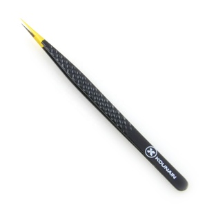 Kounain แหนบถอนขนตาสแตนเลส14ซม. สีดำทองบางแยก45องศาคมนาโนไฟเบอร์ - Product Image 3