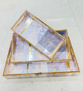 3 Paquetes de bandejas de madera para servir anidadas bandejas de cocina bandejas de madera de forma Rectangular para cocina desayuno fiesta - Product Image 1