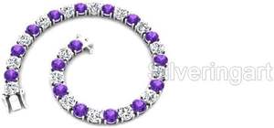 Pulsera de Plata de Ley 925 con Amatista Natural, Gema de Febrero, Brazalete Hecho a Mano - Product Image 3