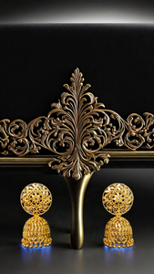 Prêt à expédier ensemble de boucles d'oreilles avec des boucles d'oreilles de style Jhumka plaquées or 22CT uniques bijoux pour femmes - Product Image 3