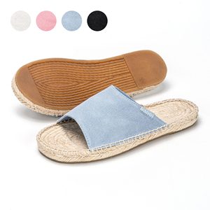 Sandales à enfiler OEM ODM pour femmes, pantoufles plates, mules, semelle en jute/caoutchouc vulcanisé, chaussures décontractées, chaussures pour dames, fabriquées en BD - Product Image 1