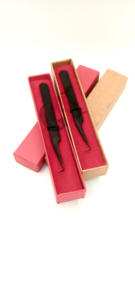 Pinzas de extensión de pestañas de acero inoxidable japonés de Plasma negro completo de 90 grados de alta calidad, instrumento de belleza con logotipo personalizado - Product Image 4