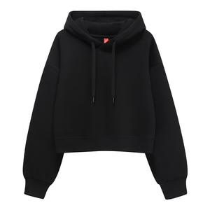 Nouveau sweat à capuche court pour femme de haute qualité, personnalisable, style décontracté et sportif haut de gamme, couleur unie pour l'automne/hiver - Product Image 2