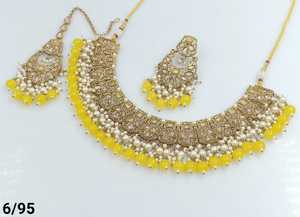 ÚLTIMO ANTIGUO MOTIPEARL & DROP COLLAR GARGANTILLA CHAPADO EN ORO A LA MODA CON CONJUNTO DE PENDIENTES MANGTIKKA Y CONJUNTO DE JOYERÍA MUJER - Product Image 4