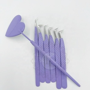 Vente en gros miroir en forme de coeur violet foncé avec pointe argentée motif diamant durable pince à épiler de haute qualité marque privée - Product Image 1