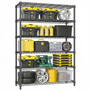 MZG Industrial Style Large 6-Tier Heavy Duty 2100 lbs Capacity Garage Storage Wire Shelving Unit <b>Rack</b> with Wheels - Product Image 1