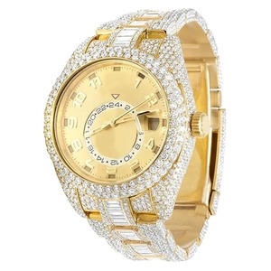 Montre classique de fiançailles et de mariage en or blanc ou jaune 14K/18K, acier inoxydable, quartz, diamant moissanite VVS de forme CT 2.0 - Product Image 5