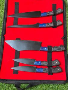 ชุดมีดเชฟ5ชิ้นพร้อมใบมีดเหล็กกล้าคาร์บอนและที่จับไม้เป็นมิตรกับสิ่งแวดล้อมและด้ามจับทนทาน - Product Image 3