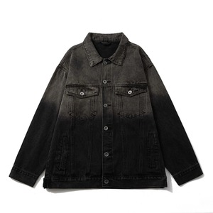 แจ็กเก็ตยีนส์สำหรับผู้ชายเสื้อโค้ทยีนส์แนวย้อนยุคผ้าฝ้ายเสื้อแจ็กเก็ตยีนส์ทรงหลวมสำหรับฤดูใบไม้ผลิเสื้อโค้ทยีนส์แบบไล่ระดับสีของ Y2K สไตล์วินเทจ - Product Image 1