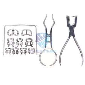 Manual Dental <b>Rubber</b> Dam Kit Stainless Steel Frame Punch Forceps Clamps Isolation Tool for Endodontic Procedures <b>Medic</b> - Product Image 6