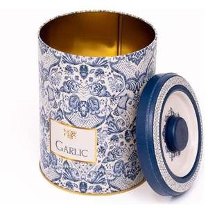 Boîte de rangement en métal Kontensan ER1881D 140x180 mm 2,5 L avec couvercle coulissant, motif décoratif bleu et blanc inspiré des azulejos - Product Image 2