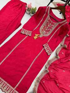 DISEÑADOR CORDÓN SECUENCIA BORDADO TRABAJO TOP Y PANTALÓN CON DUPATTA - Product Image 2