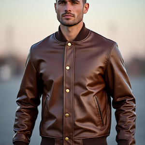 เสื้อแจ็กเก็ตหนังเบสบอลของผู้ชายเสื้อโค้ทแนวสตรีทสำหรับมืออาชีพ - Product Image 3