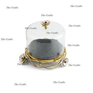 Plateau de service de qualité de luxe avec dôme Plateau à dessert en bois et vadrouille faits à la main avec dôme en acrylique - Product Image 3