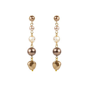 Pendientes artesanales para mujer hechos en Italia con perlas y cuentas de vidrio, chapados en oro de 18 quilates - Product Image 1
