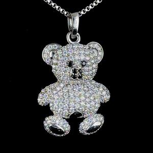 Teddy Bear VVS Moissanite จี้เพชรสีทองสีขาวเครื่องประดับฮิปฮอปที่ทันสมัยสำหรับผู้หญิง925เงินสเตอร์ลิง - Product Image 1
