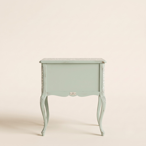 handcrafted Light <b>Green</b> Bone Inlay Nightstand 2 Drawer Floral <b>Bedside</b> <b>Table</b> Handmade Luxury Living Room Furniture - Product Image 2