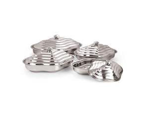 Ensemble de casseroles en acier inoxydable classique, finition polie miroir, écologique, 5 pièces, couvercles assortis, plat de service isolé, rangement - Product Image 3