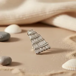 Pendentif en zircone cubique taille baguette argenté pour femme, bijoux en cristal, cadeaux, breloques - Product Image 2