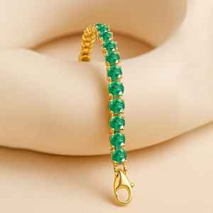 สร้อยข้อมือเทนนิสพลอยสีเขียวมรกตเพชรพลอย925เงินเดือนพฤษภาคมทำด้วยมือของขวัญ - Product Image 3