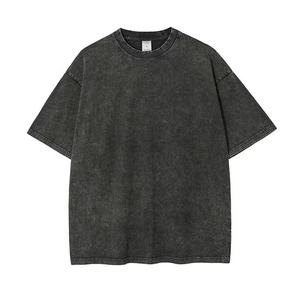 T-shirt décontracté pour homme, délavé à l'acide, vintage, jersey surdimensionné, logo personnalisable, style streetwear hip-hop, manches courtes, été - Product Image 1