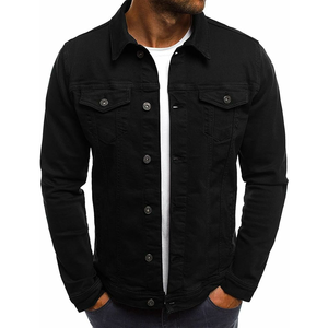 Veste en jean haute performance pour homme, design classique, look streetwear, couleur unie, look élégant, veste pour homme - Product Image 4
