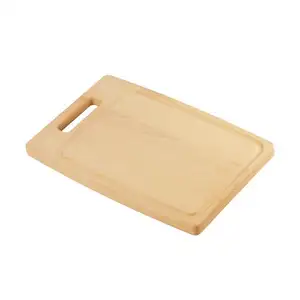 Tabla de cortar de madera dura Natural al por mayor personalizada de 30x20 CM con mango y ranuras para jugo