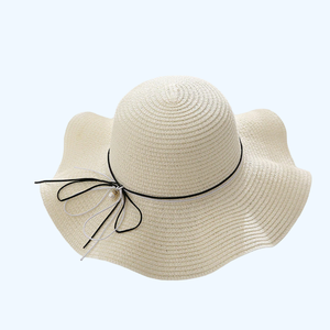 การเดินทางแบบลำลองสำหรับผู้ใหญ่ผู้ใหญ่ทำจากเวียดนามสำหรับฤดูร้อนฟล็อปปี้ดิสก์แบบกว้างพู่ระย้าไข่มุกประดับโบว์กระดาษบังแดดธรรมชาติพับเก็บได้ - Product Image 2