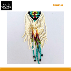 Grand choix de boucles d'oreilles pour femmes, fabriquées et brodées à la main - losange avec des glands blancs, provenant d'un fabricant indien - Product Image 6