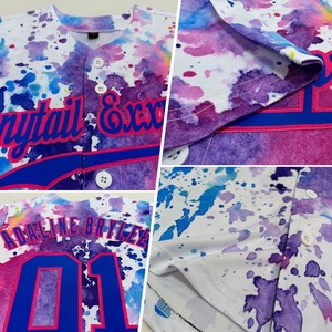 Camiseta de Béisbol Personalizada Blanca con Diseño de Patrón 3D en Rosa Real, Auténtica, Transpirable, Estampada, Talla Grande - Product Image 2