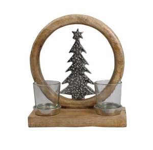 Recién llegado, árbol de Navidad de aluminio hecho a mano en anillo de madera en Base de madera, regalos decorativos de Navidad personalizados - Product Image 6