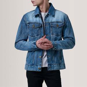 Wholesale Heavyweight Distressed Stonewashed Cotton/Polyester Men's Denim Jacket with <b>Stand</b> Collar Front Logo Made in Pakistan - Product Image 4
