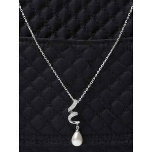 Ensemble de colliers pendentifs en argent sterling 925 pour femmes et filles, plaqué rhodium, avec accents de zircon et de diamants, formes de goutte d'eau et de fleur - Product Image 2
