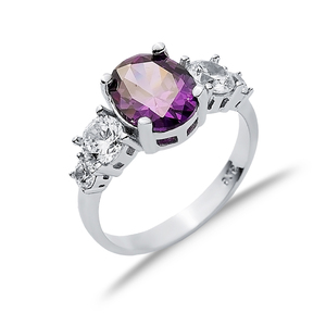 Ovale Améthyste Ronde CZ Pierre Cluster Anneau En Gros Turc À La Main 925 Bijoux En Argent Sterling pour Dame - Product Image 3