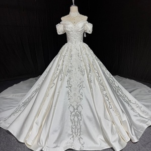 Robe de mariée de luxe en satin Jancember MN295, col haut, robe de mariée perlée, robe de bal, Vestido De Novia, <span class=keywords><strong>mariage</strong></span> royal - Product Image 1