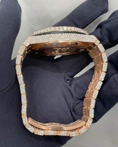 Luxe VVS Baguette Moissanite Diamant En Acier Inoxydable Chrono Iced Out Hip Hop Mécanique Automatique Montre-Bracelet Hommes Mode - Product Image 3