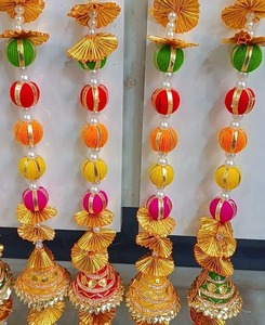 Jasmine Garland Hangings Kone Wall Art With Pom Pom Outdoor Patio Diwali Thanksgiving Hanukkah Pooja India Wedding Decor Gift - Product Image 4