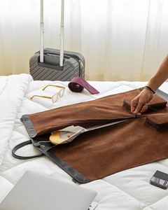 Sac de voyage en cuir pour vêtements, porte-costume avec poches, fermeture éclair, léger, costume de mariage pour homme, fait à la main, cadeau de Noël pour les demoiselles d'honneur - Product Image 5