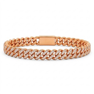Massive Cuban Link Lab Grown Diamond Bracelet 4 Ct Tw F-G Color VS Clarity 324 Diamonds 14K <b>Solid</b> <b>Gold</b> Bold Chain Statement - Product Image 3