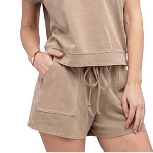 <b>Women</b> Lady Girls 2 Piece Set Shirt <b>Shorts</b> Suits Cotton <b>Striped</b> Fashion Printed Elegant Long Sleeve Button Lapel Casual Suits set - Product Image 5