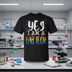 Lab Tech Pride Rainbow T-Shirt à manches courtes et col rond unisexe pour adulte, chemise promotionnelle à impression numérique - Product Image 3