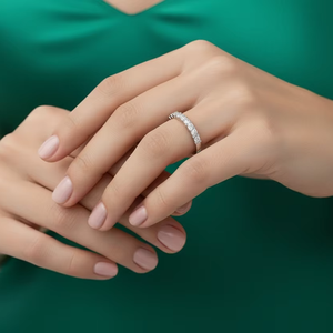 14K Gold & Natural Diamond Pristine 9 <b>Stone</b> Bands For Wedding Party Anniversary Gift Romantic Celebrations - Product Image 5